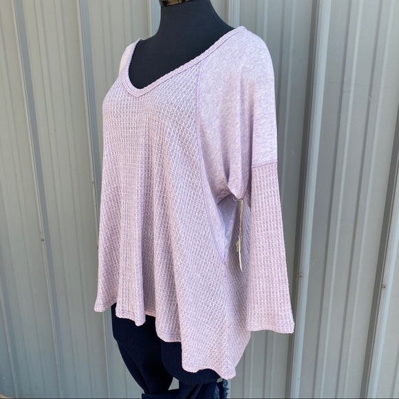Boutique Tops - Purple Waffle Top Shirt Loose Fitting Boutique